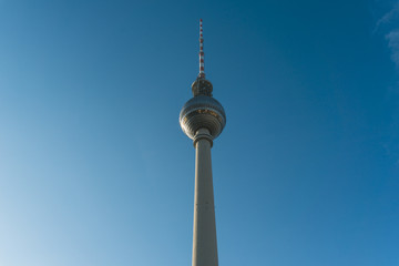 tv-tower at berlin mitte with very much copy space