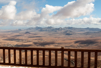 Fototapeta premium Volcanic Lanscape. Panoramic view on Fuerteventura from Mirador Morro Velosa, Fuerteventura, Canary Island, Spain