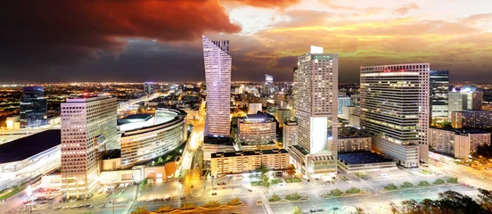 Foto auf Acrylglas Sunset panorama of Warsaw, capital of Poland, Europe © TTstudio
