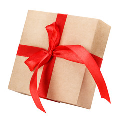 gift box with a red  ribbon and bow clipping path