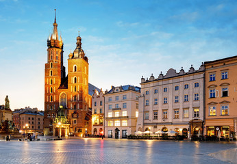 Poland city, Krakow at sunsrie - obrazy, fototapety, plakaty