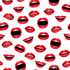Fototapeta na wymiar red woman lips seamless