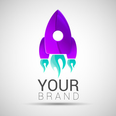 Abstract rocket logo. Startup design template. Editable for your business company. Symbols shapes innovative and creative inspiration purple turquoise color