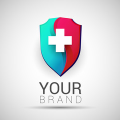 Colorful Medical Secure Logo Creative abstract Modern design Template protection medicine Vector illustration concept