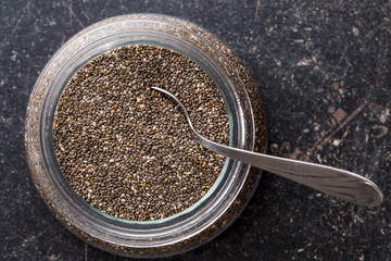 Chia seeds in jar.