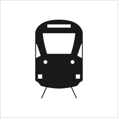 Modern train front sign silhouette icon on background