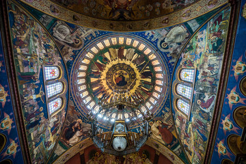 Fototapeta na wymiar dome of Orthodox Holy Trinity Cathedral in Sibiu in Romania