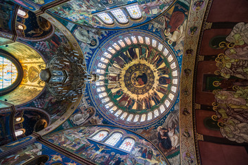 Fototapeta na wymiar dome of Orthodox Holy Trinity Cathedral in Sibiu in Romania