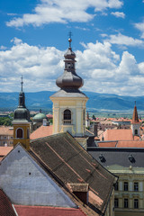 Fototapeta na wymiar Holy Trinity Roman-Catholic Church in Sibiu city in Romania
