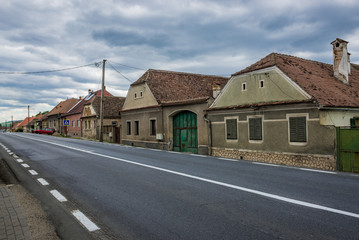 Fototapeta na wymiar Typical Saxon houses in Miercurea Sibiului town in Romania