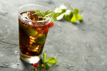 Ice tea with wild strawberry