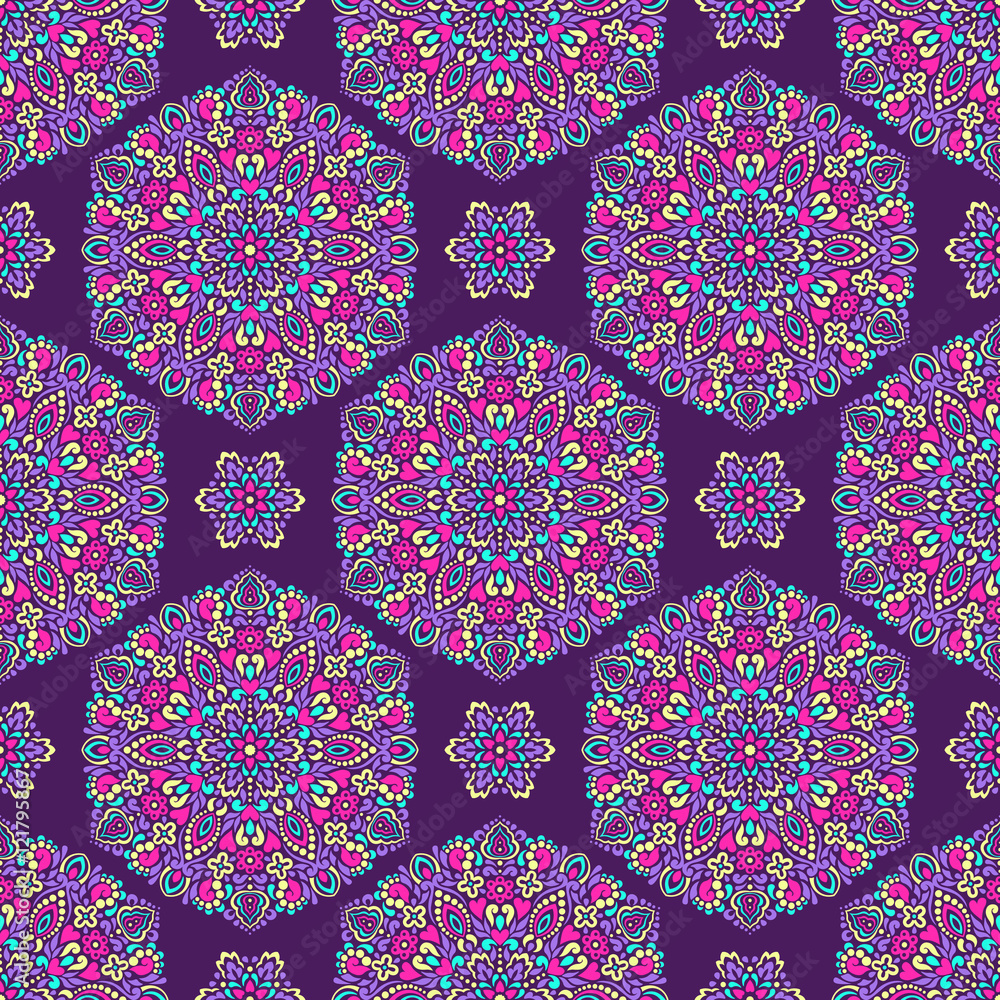Poster seamless background with abstract ethnic pattern.
