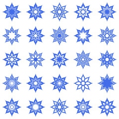 Abstract element. Blue decoration. Set of abstract stars.