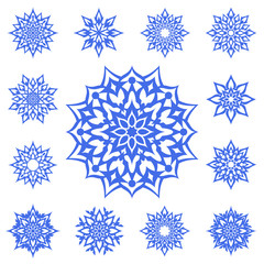 Abstract element. Blue decoration. Set of abstract stars.