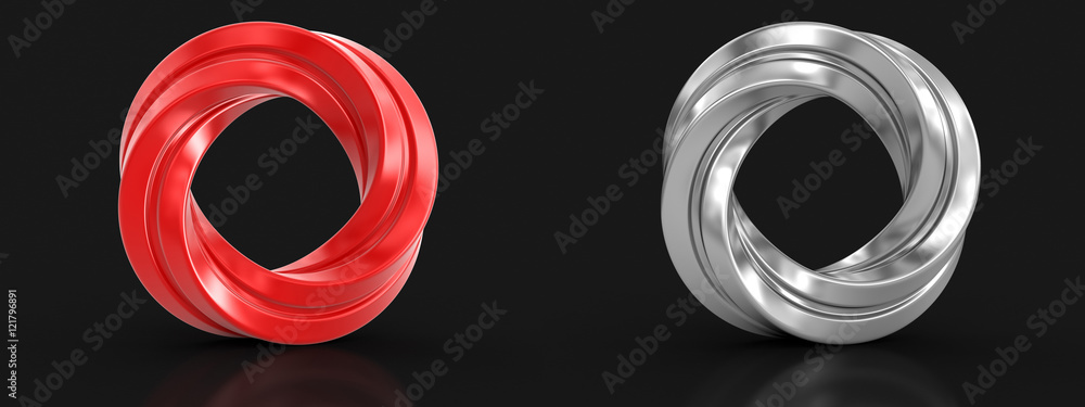 Poster two bound twisted rings. image with clipping path