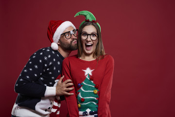 Nerd couple in Christmas time