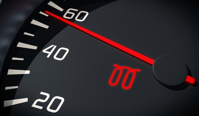 Glowplug warning light in car dashboard. 3D rendered illustration.
