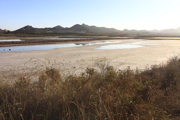 dry natural salt lakes (Salinas) on the south coast of Murcia, Spain