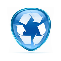 Recycling symbol icon blue, isolated on white background.
