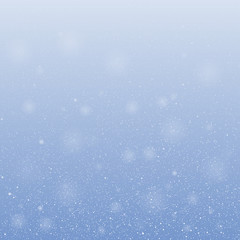 Vector white snow falling on blue background.