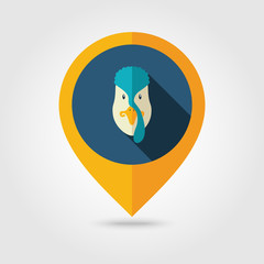 Turkey flat pin map icon. Animal head vector