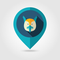 Pheasant flat pin map icon. Animal head vector