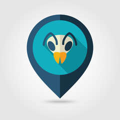 Fototapeta premium Bee flat pin map icon. Animal head vector symbol