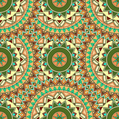 Ornate floral seamless texture, endless pattern with vintage mandala elements.