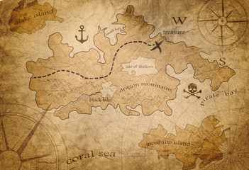 pirate treasure map - obrazy, fototapety, plakaty
