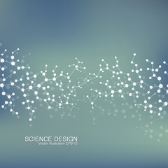 Structure molecule of DNA and neurons. Structural atom. Chemical compounds. Medicine, science, technology concept. Geometric abstract background. Vector illustration for your design.
