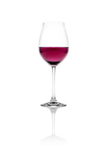 Isolated glass of red wine on a white background.