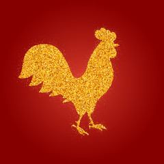 vector illustration. Rooster the symbol of the new year 2017, the silhouette is decorated with Golden texture