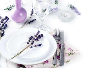 Dining table setting at Provence style,