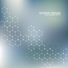 Fototapeta premium Structure molecule of DNA and neurons. Structural atom. Chemical compounds. Medicine, science, technology concept. Geometric abstract background. Vector illustration for your design.