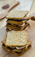 Smores on wooden block
