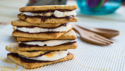 Smores heap on table cloth