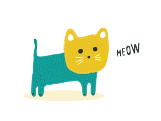 Isolated cute Cat, vector illustration