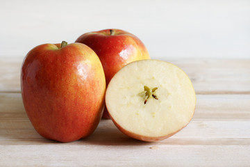 Jazz Apples or cultivar Scifresh a hybrid of Royal Gala and Braeburn developed in New Zealand