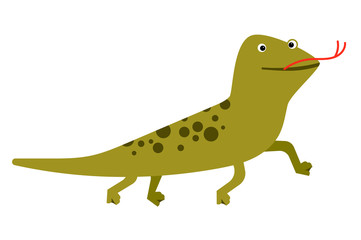 Walking green lizard