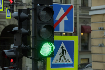 Traffic light in the city
