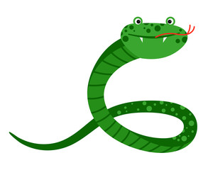 Fototapeta premium Long pretty snake with teeth and red thorn