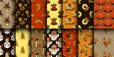 Christmas seamless pattern set.