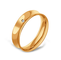 Wedding ring with a diamond, 3D illustration