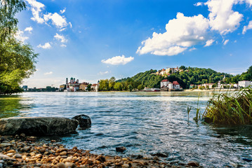 Passau die Dreiflüsse Stadt - obrazy, fototapety, plakaty