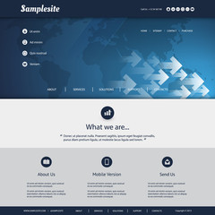 Website Template with World Map, Arrows Pattern Design for Your Business Site