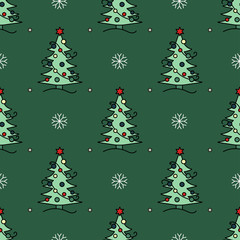 Vector seamless pattern with Christmas tree