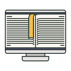 Ebook and computer icon. elearning reading and technology theme. Isolated design. Vector illustration