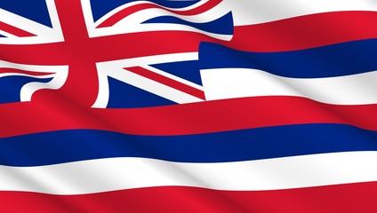 Waving flag of Hawaii state. 3D illustration.