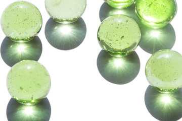 Green glass marbles