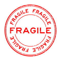 Grunge red fragile rubber stamp